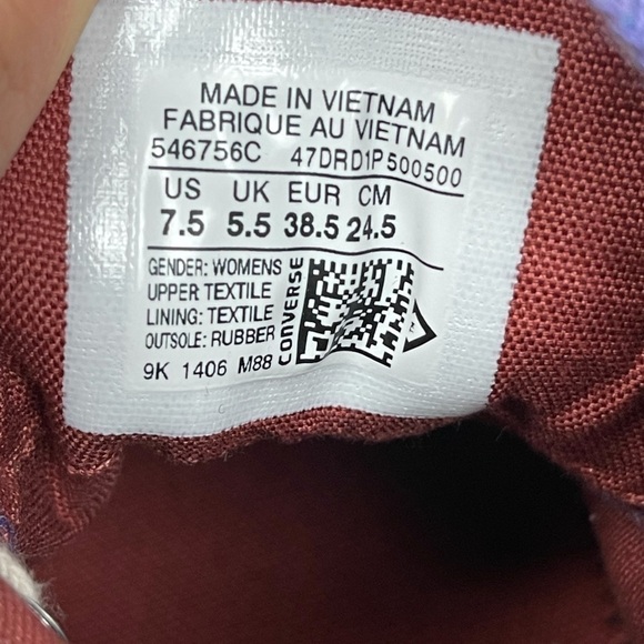 Converse X Missoni CTAS Hi High Top Sneaker Purple Size 7.5 Women - Picture 9 of 9